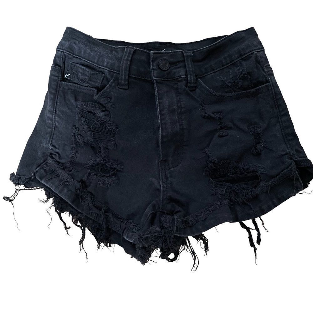 KanCan ~ Black Denim Cut off Shorts ~ size 24 - Picture 1 of 9